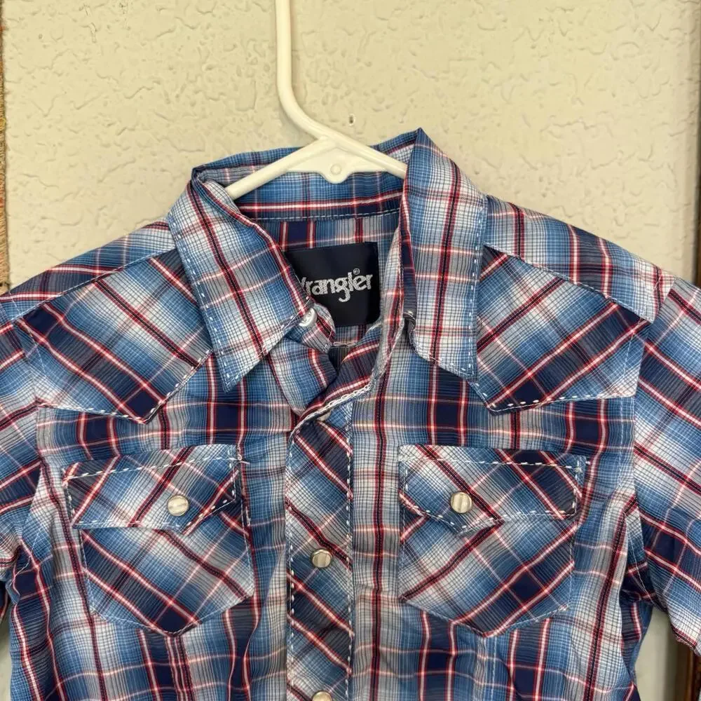 Vintage 90s Wrangler Striped Aztec Pearl Snap Shirt‎ Size Kids Medium